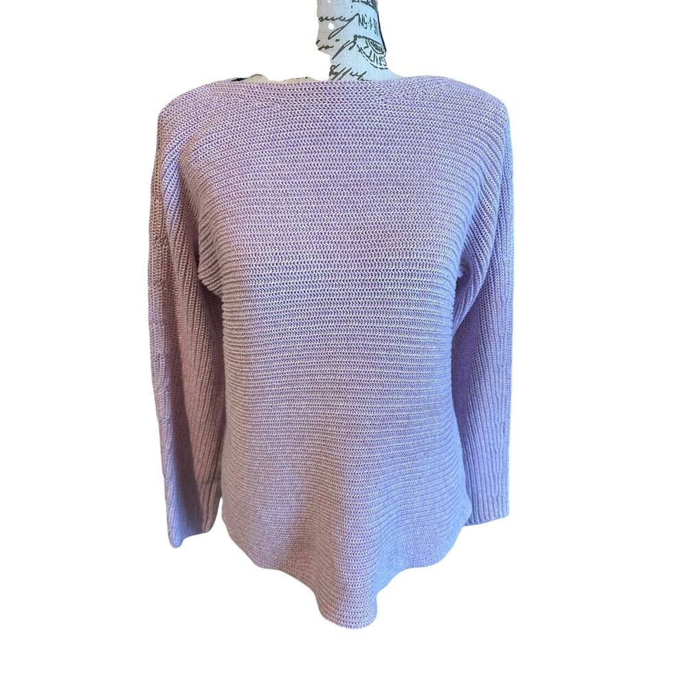 *SOLD* Talbots Lavender Petites 100% Pima Cotton Sweater Size MP ComfyChic Quiet - Picture 1 of 9